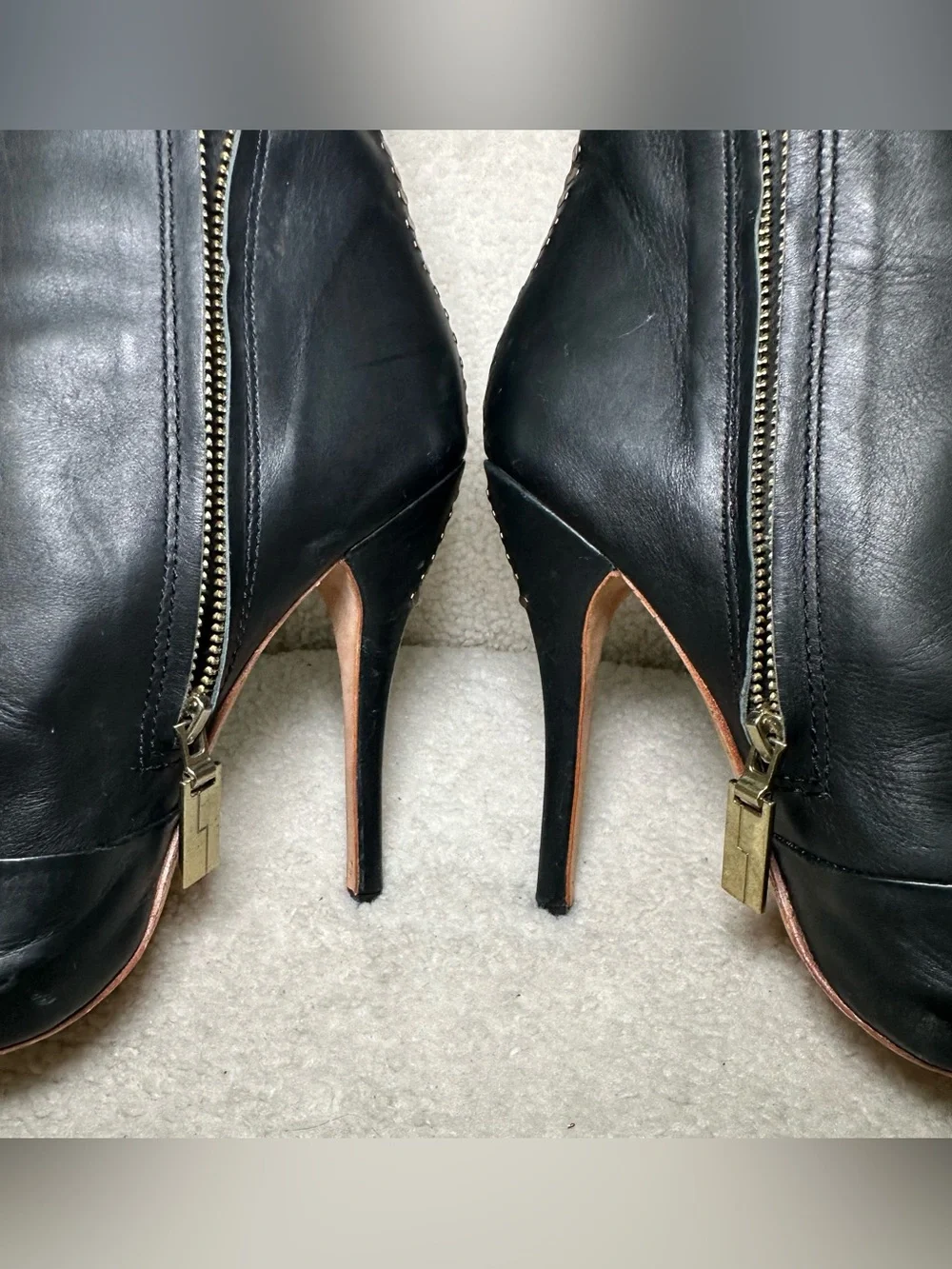L.A.M.B. Black Leather Over-the-Knee Stiletto Boots Sexy Party Rich Luxury 8.5